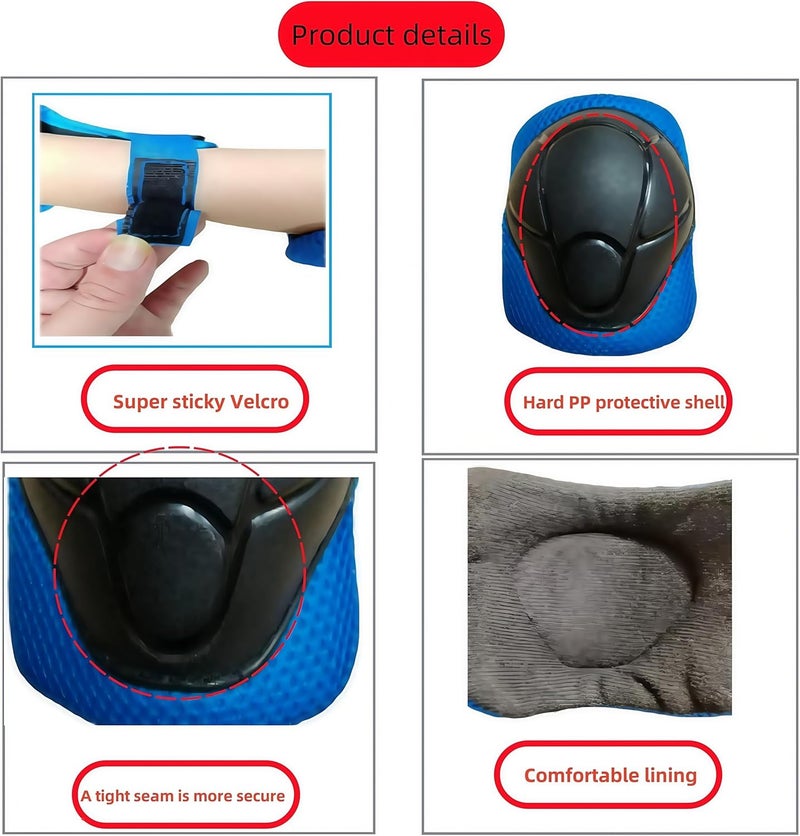 SHENMOREN Kids Protective Gear Set Knee Pads for Kids 3-10 Years Toddler Knee and Elbow Pads with Wrist Guards 3 in 1 for Skating Cycling Bike Rollerblading Scooter - Image 4